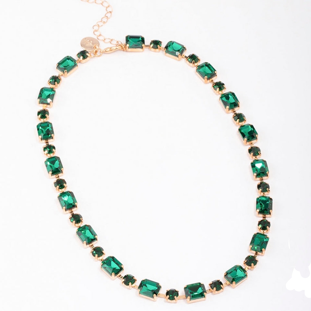 Lovisa emerald crystal tennis necklace